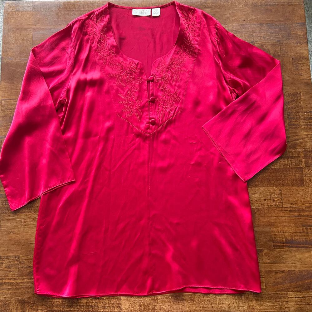Victoria’s Secret 100% Silk Red Nightgown, Boho Y2K Sleepwear.